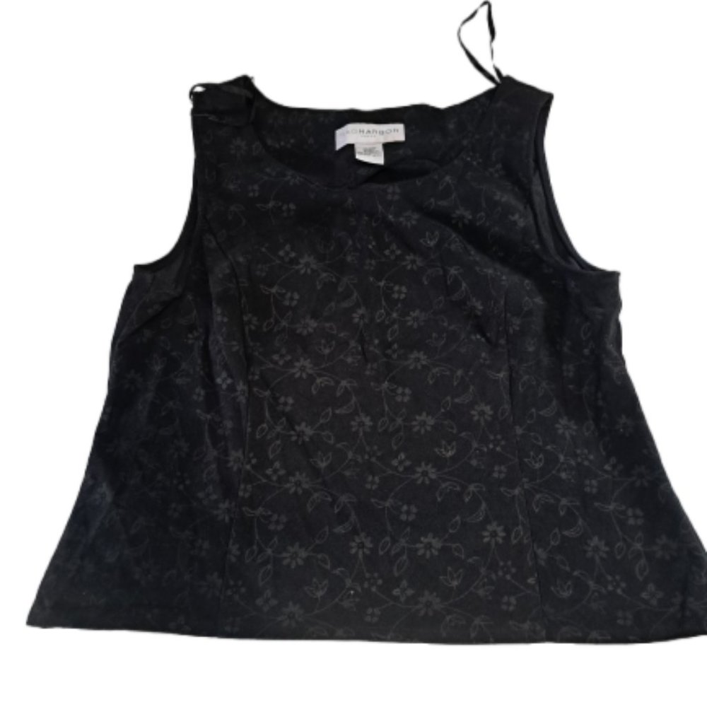 Black Floral Sag Harbor Size 18 XL 1X 90's Y2K mall goth bodice blouse shirt